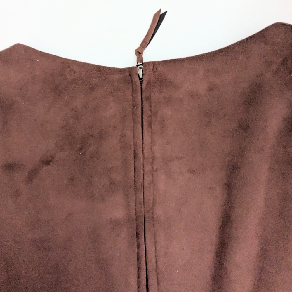 NWT Christian Lacroix Women's (Size 6) Brown Suede Zip-Back Sleeveless Top/Vest - Picture 2 of 12